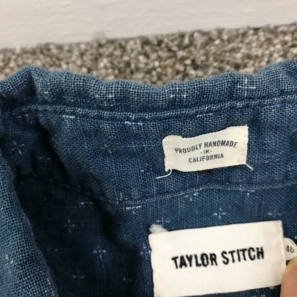 Taylor Stitch Shirt Jack Geometric L/S Button Up Indigo Blue Mens Medium (40) - Picture 3 of 9